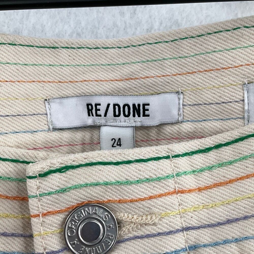 RE/Done Ecru Blanca Miro Stove Pipe Button Fly Cotton Straight Leg Jeans Size 24 - Picture 3 of 9